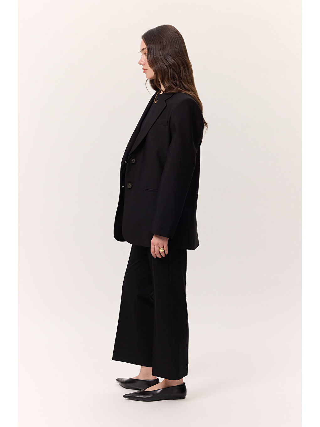 Çima Dikişli Kumaş Pantolon Siyah-3