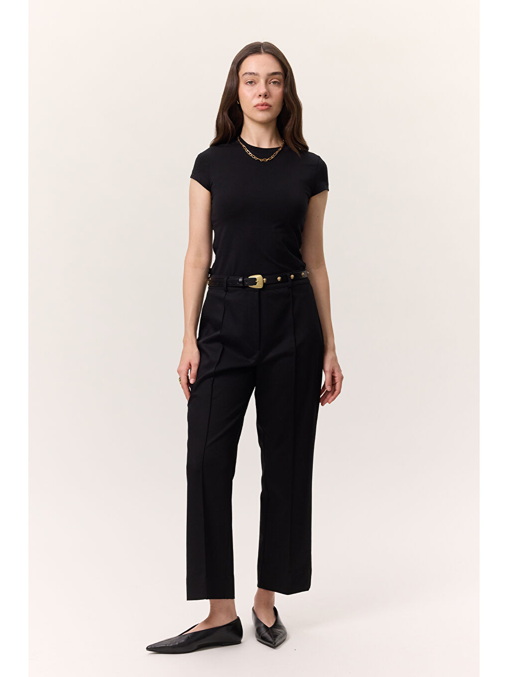 Çima Dikişli Kumaş Pantolon Siyah-4