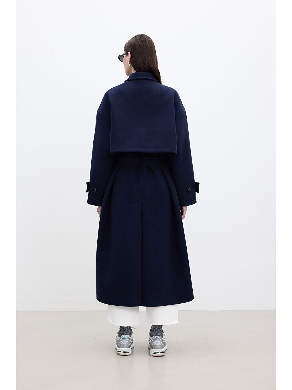 Andy Oversize Kaşe Kaban Lacivert-7