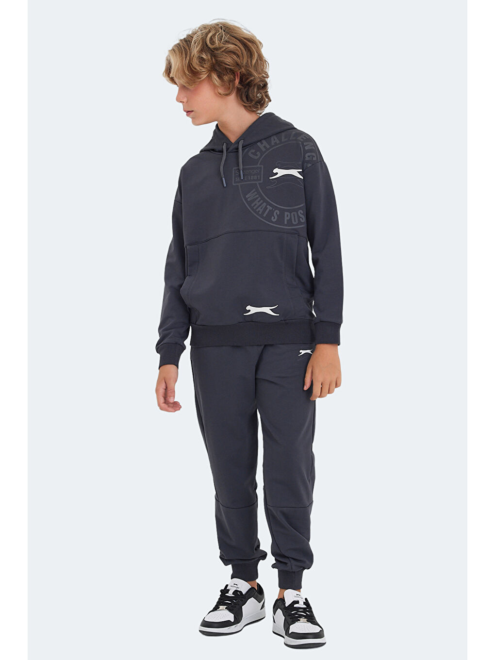 Erkek  Çocuk Eşofman Takımı Koyu Gri-4