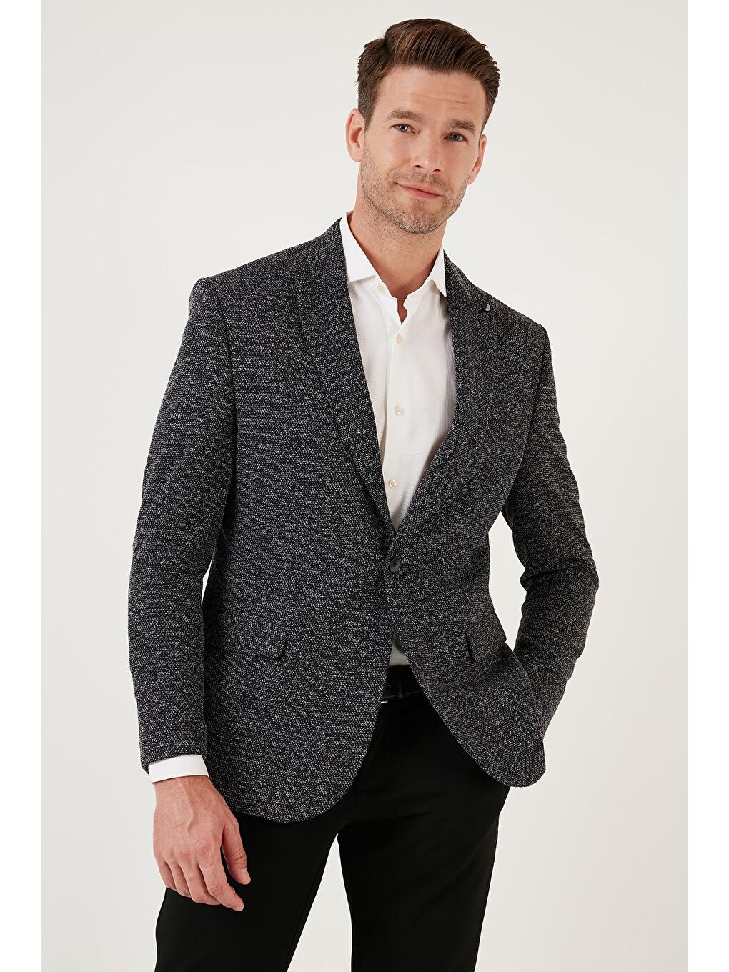 Siyah 6 Drop Çift Yırtmaçlı Slim Fit Blazer Ceket 659002-1