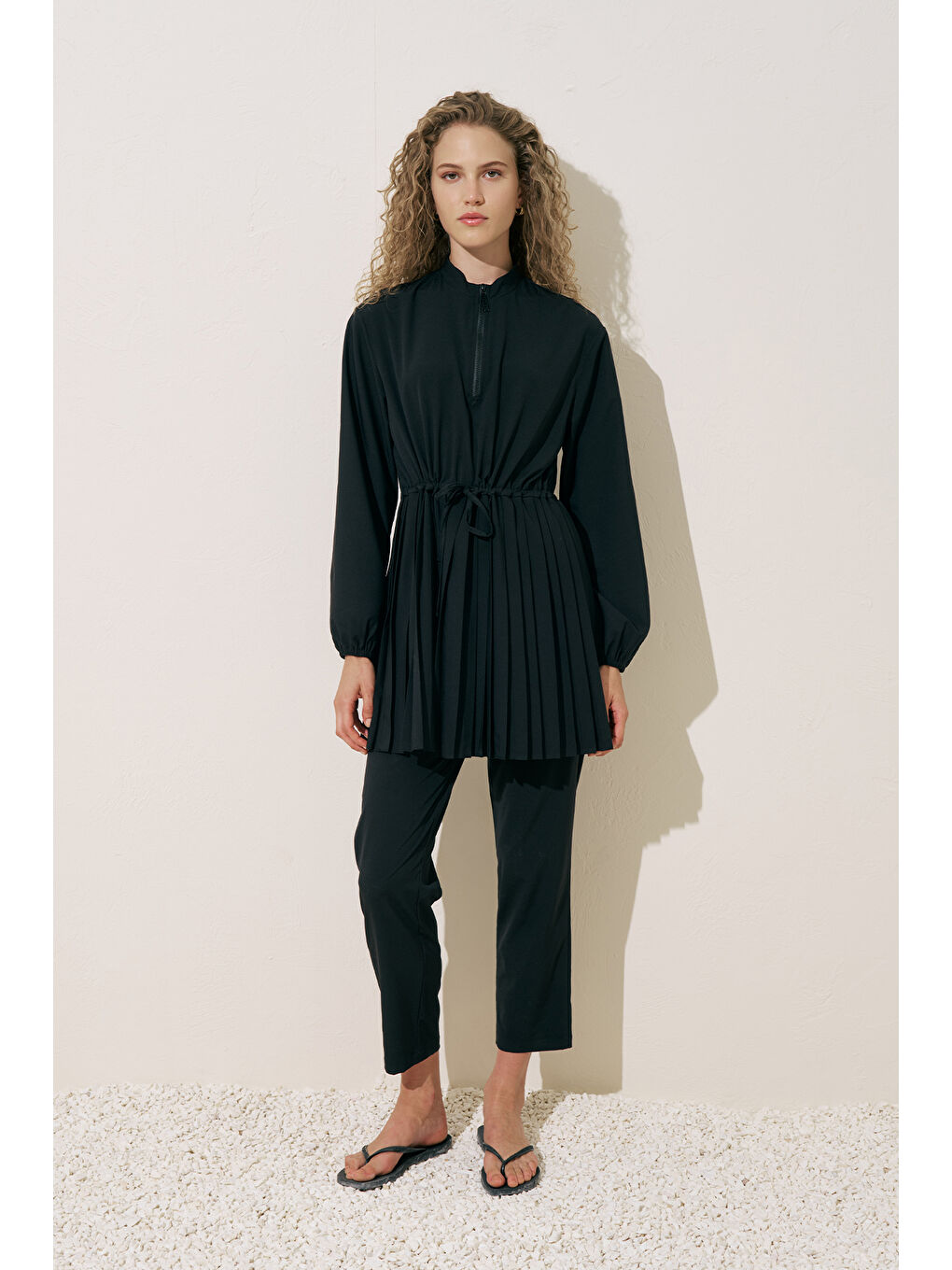 Piliseli Mayo Elbise Siyah-1