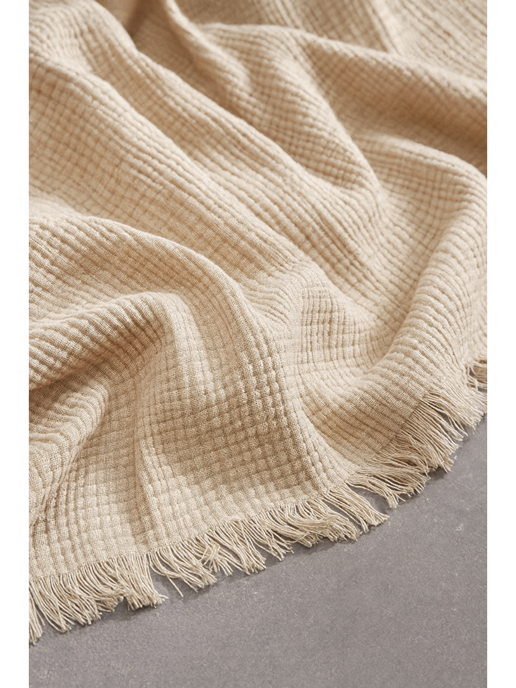 Müslin Ekru Çift Kişilik Yatak Örtüsü – 4 Katlı-1