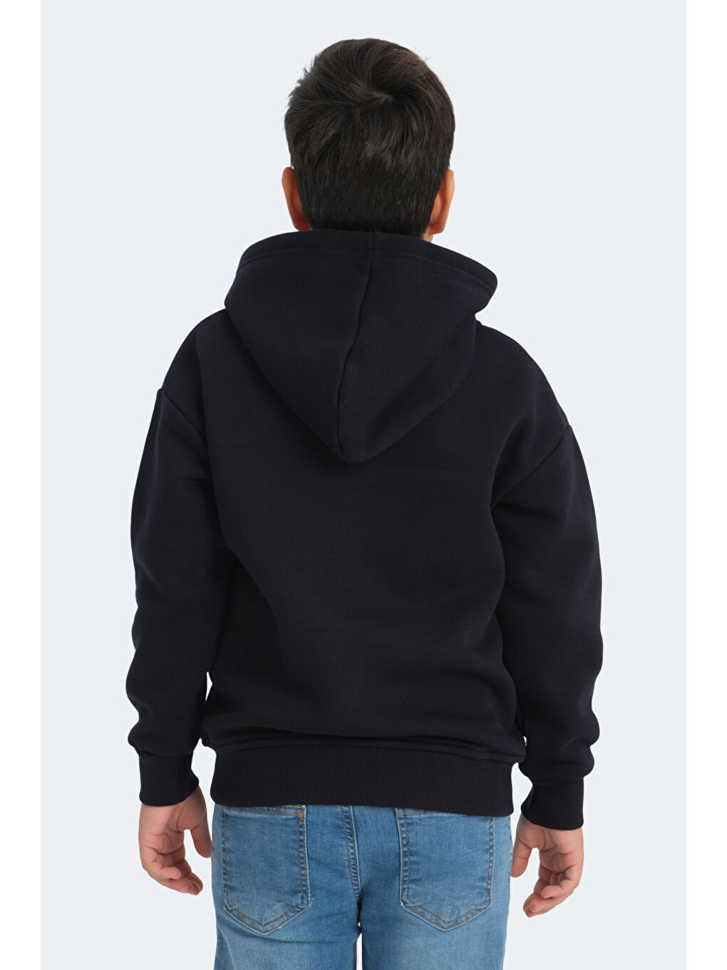 LEKAN Unisex Çocuk Fermuarlı Kapüşonlu Cepli Lacivert Sweatshirt-1