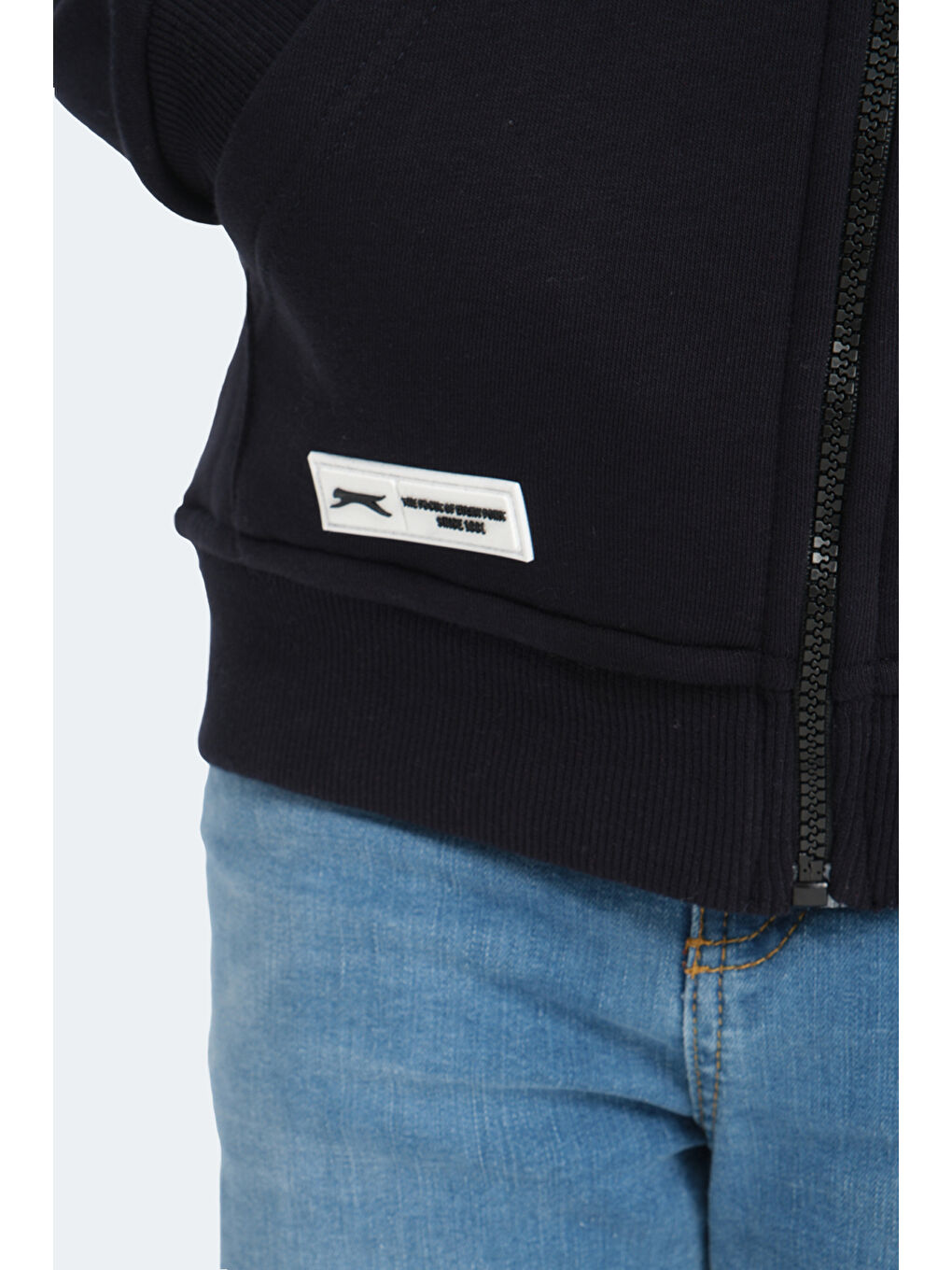 LEKAN Unisex Çocuk Fermuarlı Kapüşonlu Cepli Lacivert Sweatshirt-4