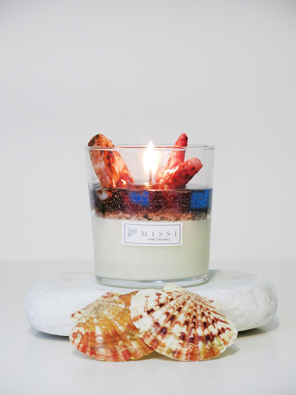 Ekru Marin Aqua Bosphorus Kokulu Deniz Yıldızı Dekorlu Vegan Mum