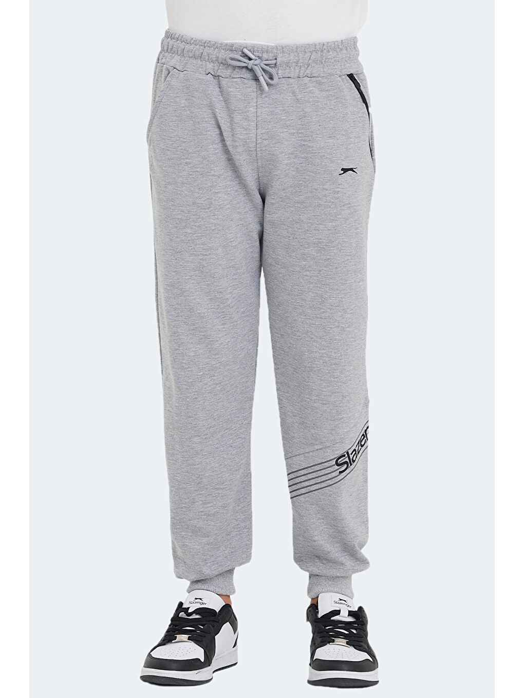 LIKE IN Unisex Çocuk Fermuar Cepli Taş Gri Eşofman Altı-1