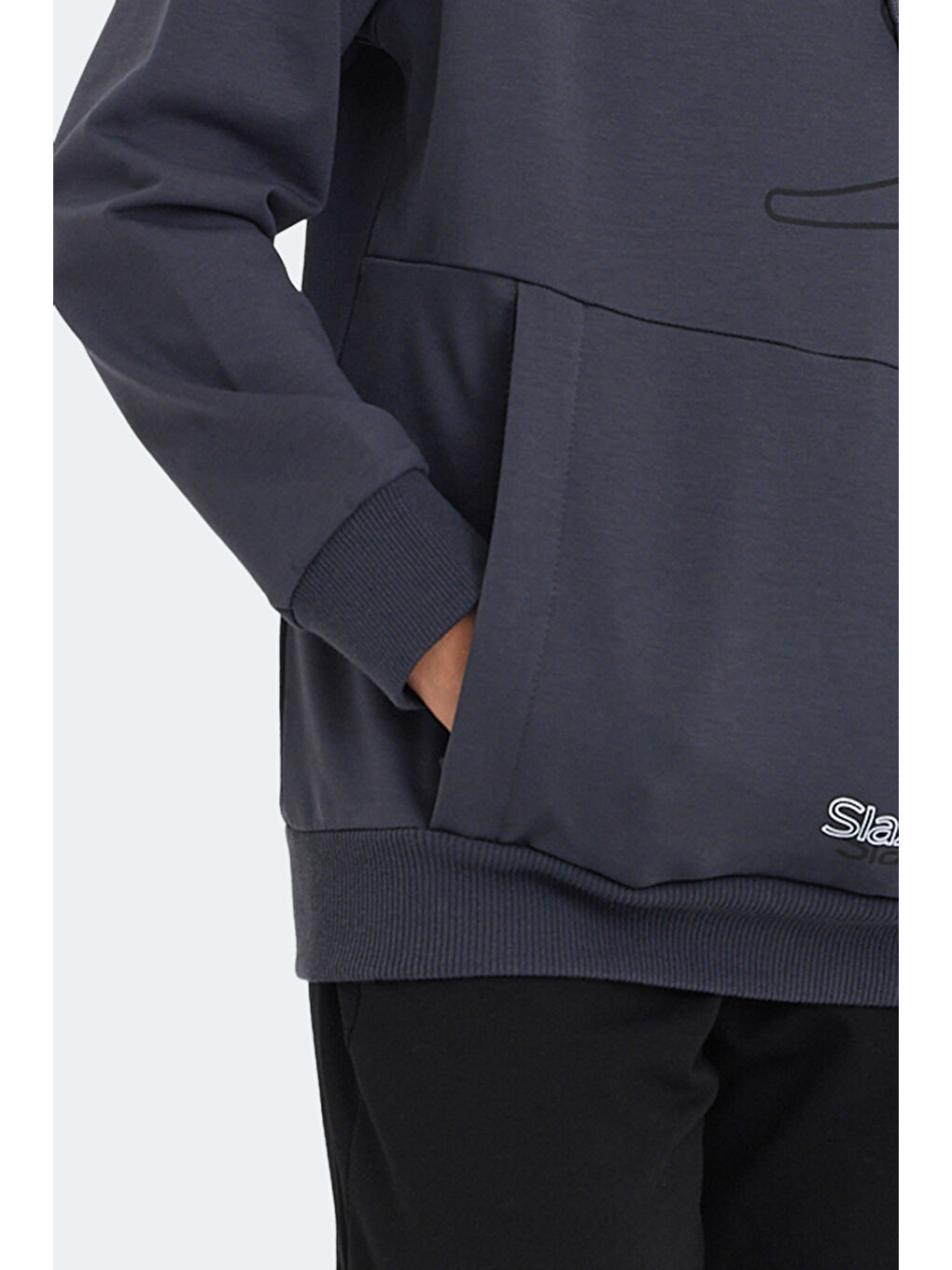 LINK Unisex Çocuk Kapüşonlu Cepli Koyu Gri Sweatshirt-4