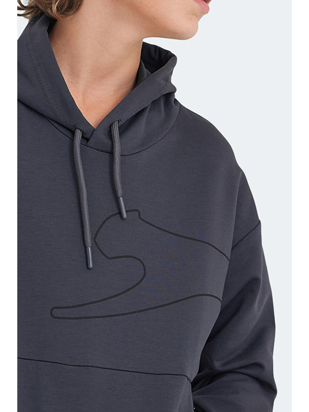 LINK Unisex Çocuk Kapüşonlu Cepli Koyu Gri Sweatshirt-5