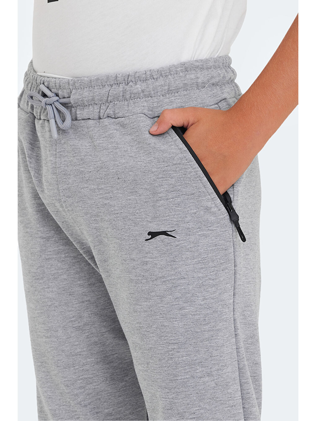 LIKE IN Unisex Çocuk Fermuar Cepli Taş Gri Eşofman Altı-3