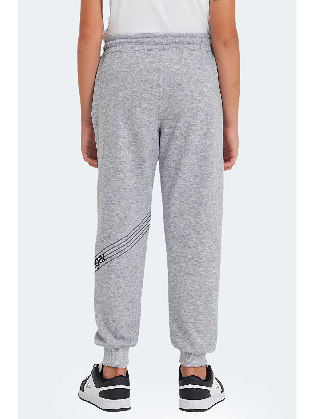 LIKE IN Unisex Çocuk Fermuar Cepli Taş Gri Eşofman Altı-5