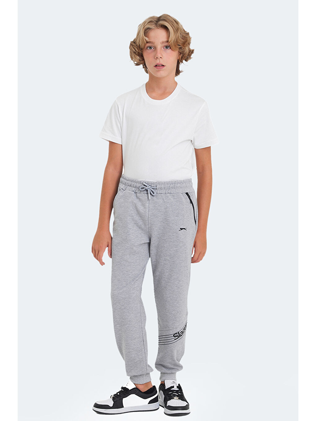 LIKE IN Unisex Çocuk Fermuar Cepli Taş Gri Eşofman Altı-6