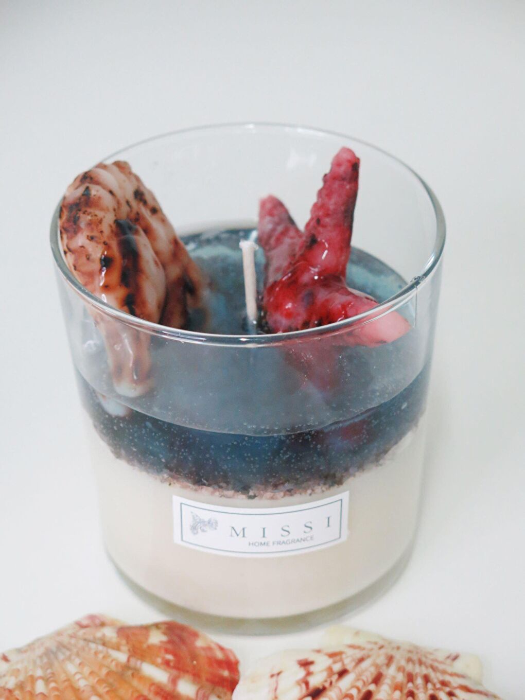 Ekru Marin Aqua Bosphorus Kokulu Deniz Yıldızı Dekorlu Vegan Mum-1