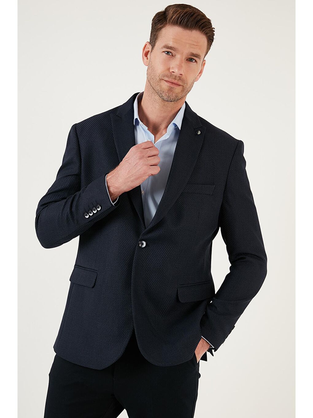 Buratti Canlı Lacivert 6 Drop Çift Yırtmaçlı Slim Fit Blazer Ceket 659001 - 1