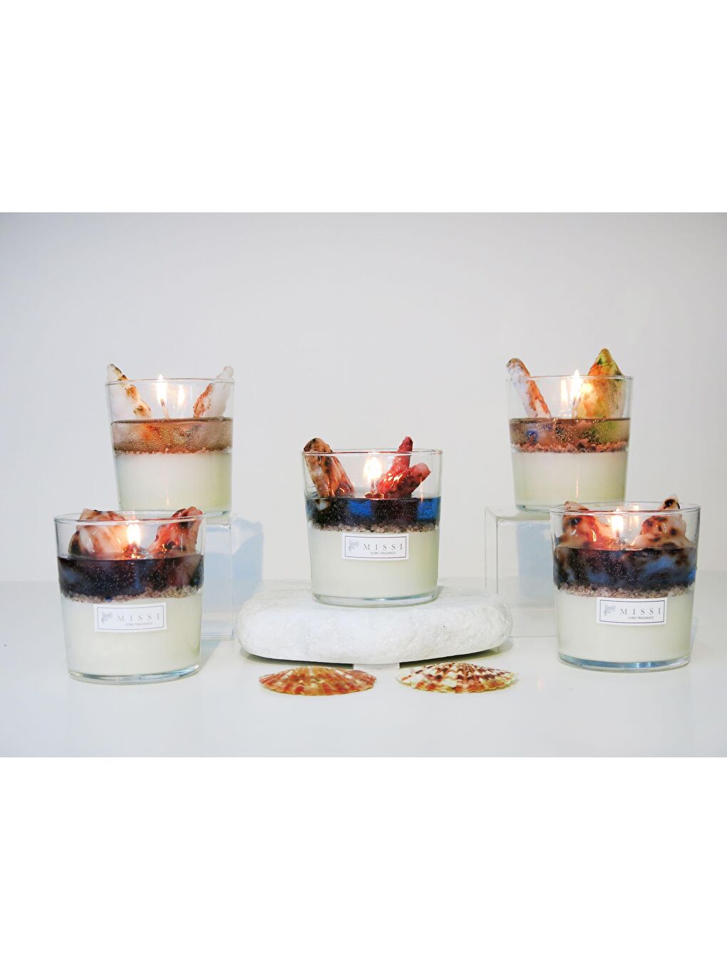 Ekru Marin Aqua Bosphorus Kokulu Deniz Yıldızı Dekorlu Vegan Mum-3