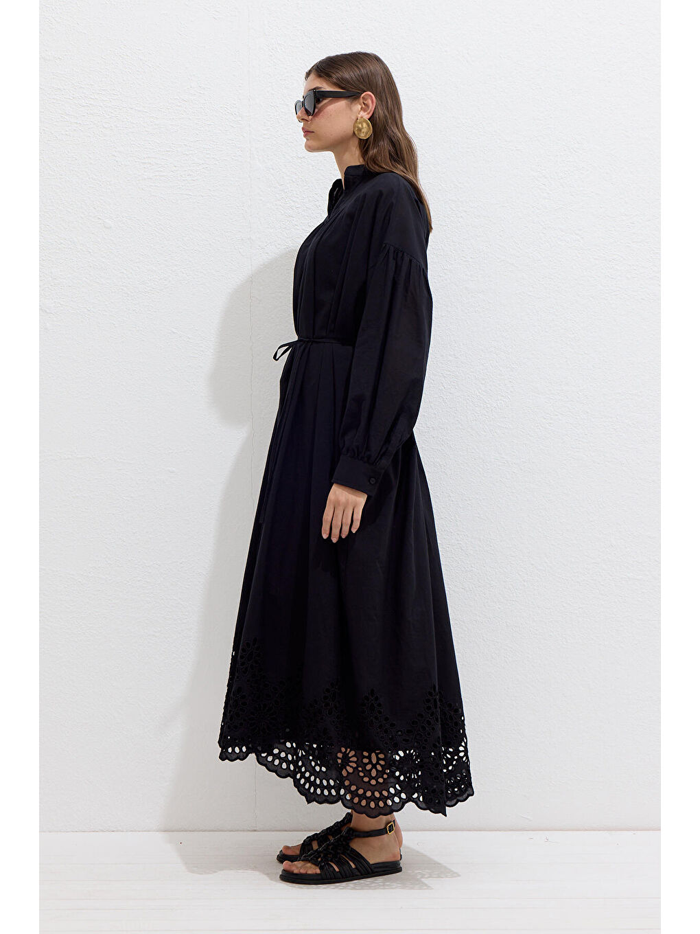 Brode Nakışlı Elbise Siyah-6