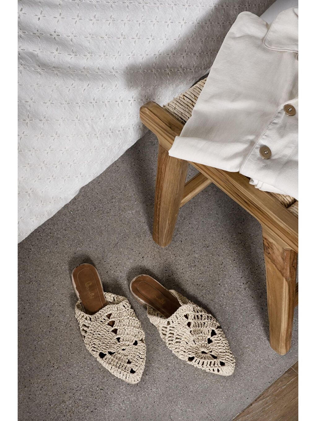 Ekru Ella Çift Kişilik Nevresim Takımı %100 Organik Pamuk Keten Brodeli Krem 200x220 Cm-2