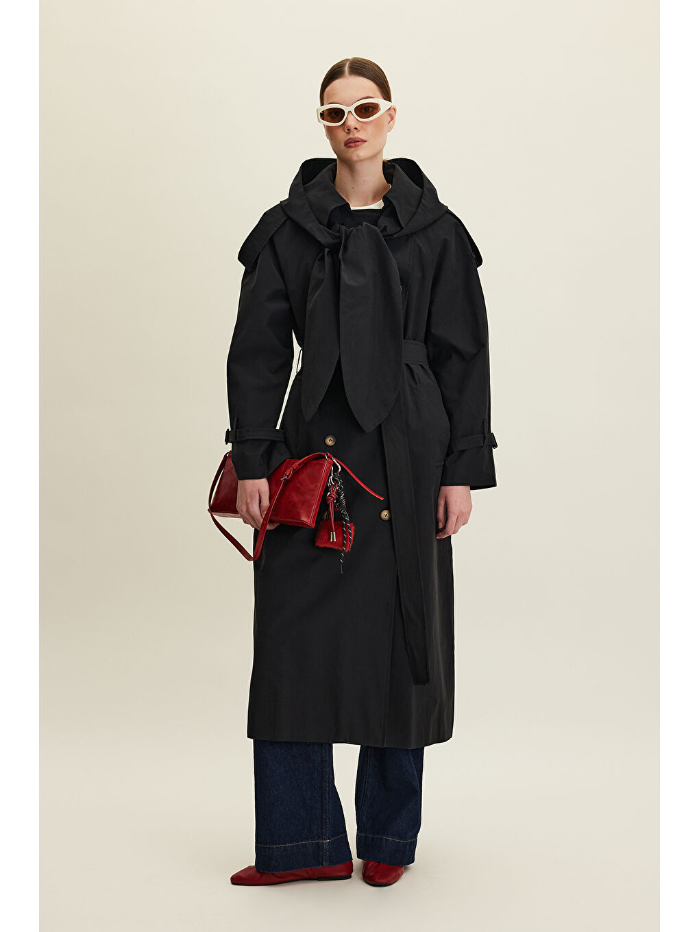 Tokyo Kapüşonlu Trençkot Siyah-1