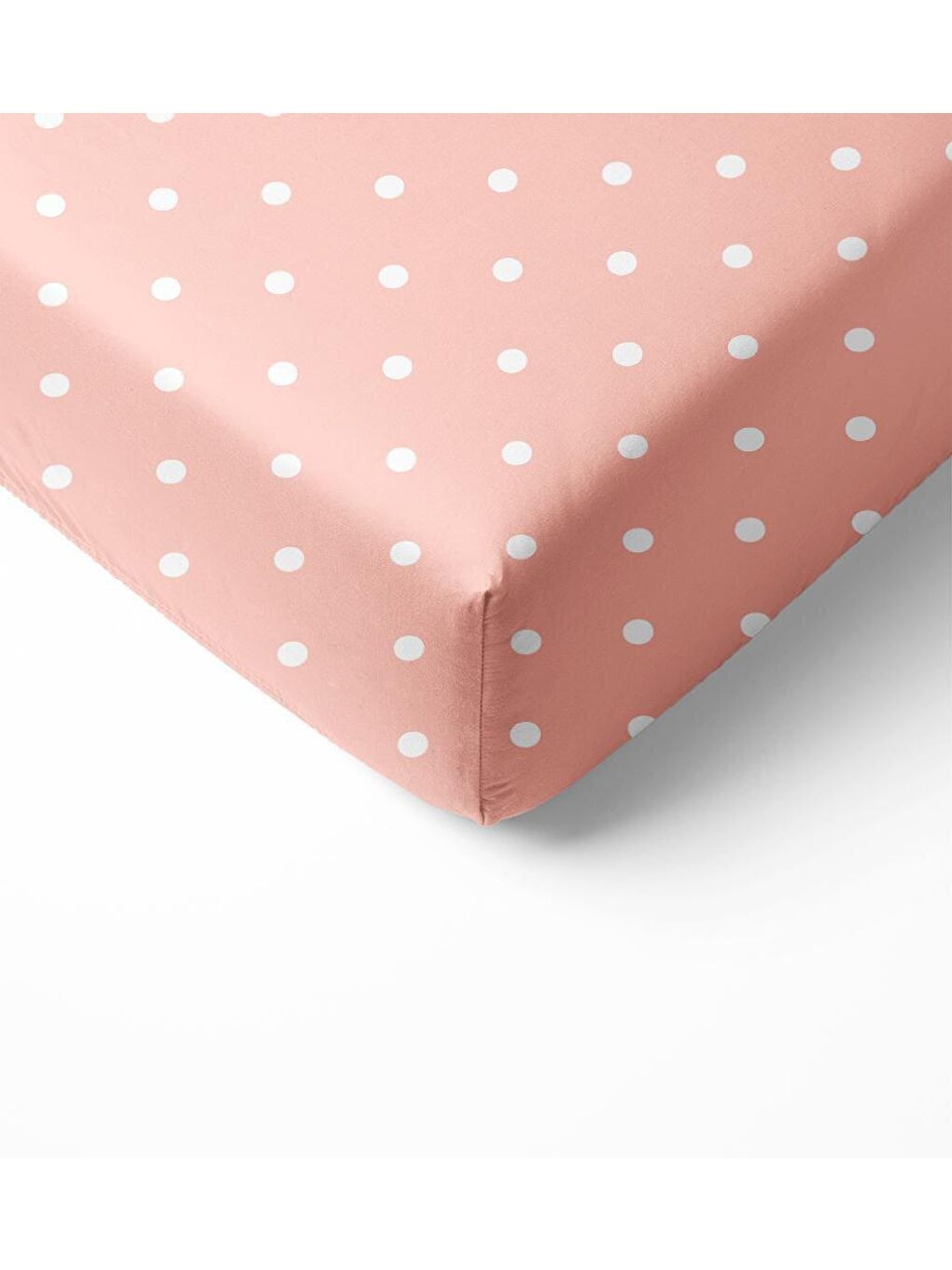 Beyaz Nokta Desen Baskılı Tek Kişilik Lastikli Çarşaf Seti Pembe-1