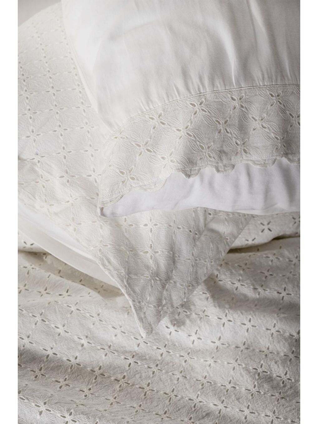 Ekru Ella Çift Kişilik Nevresim Takımı %100 Organik Pamuk Keten Brodeli Krem 200x220 Cm-4