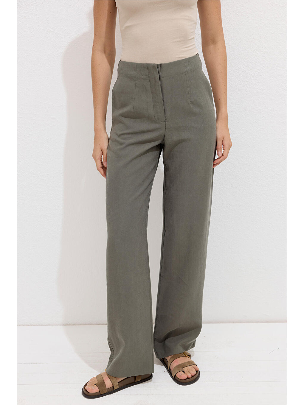 Premıum Kumaş Pantolon Haki-5