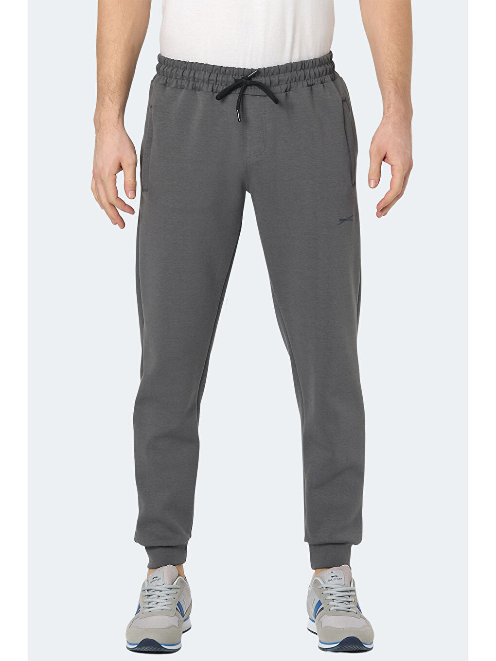 KIWI IN Erkek Fermuar Cepli Dar Paça Koyu Gri Eşofman Altı-1