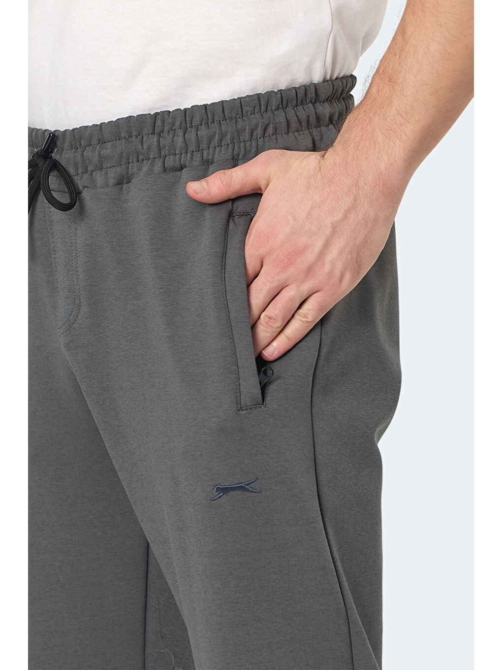 KIWI IN Erkek Fermuar Cepli Dar Paça Koyu Gri Eşofman Altı-4