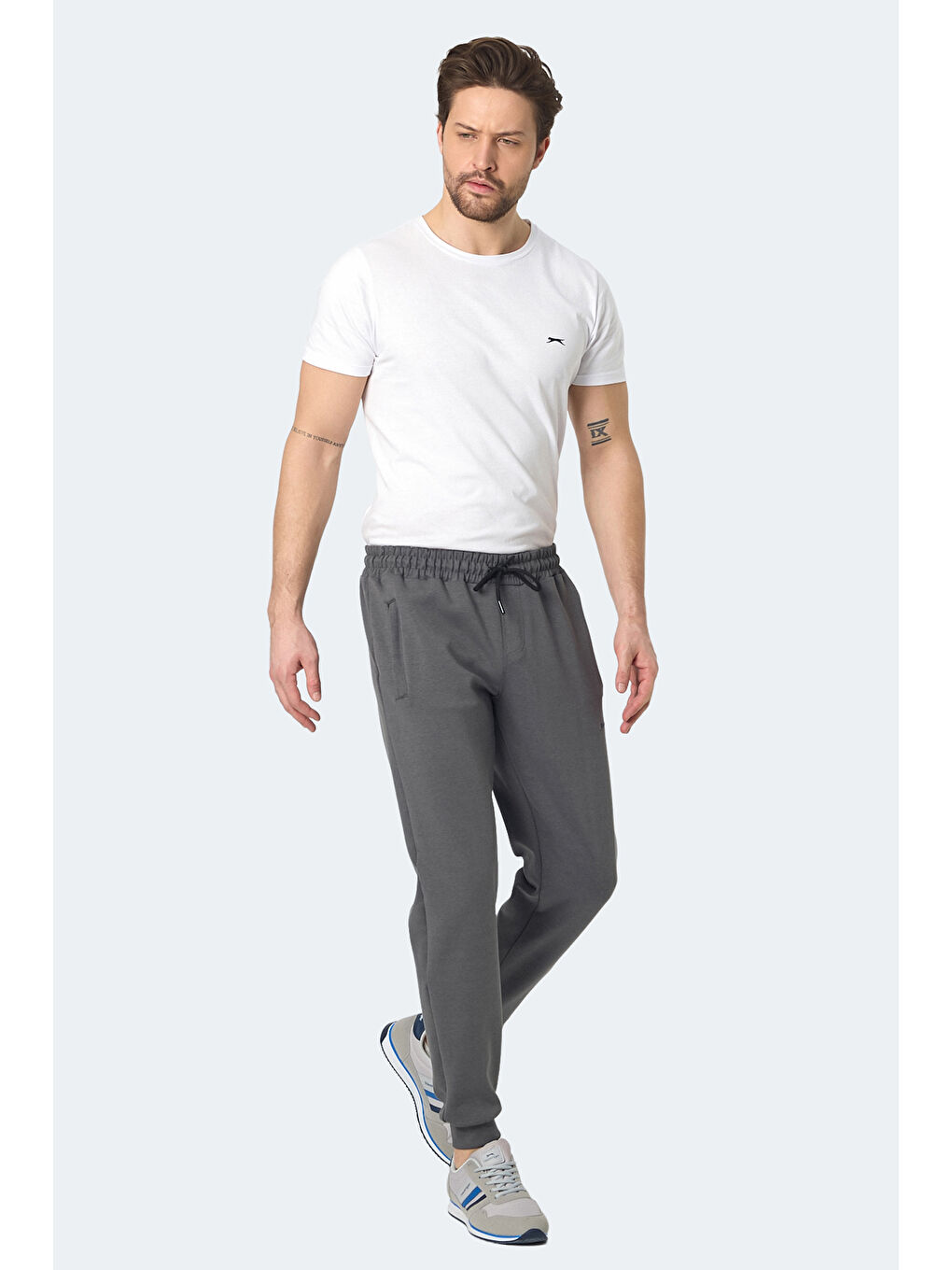 KIWI IN Erkek Fermuar Cepli Dar Paça Koyu Gri Eşofman Altı-6