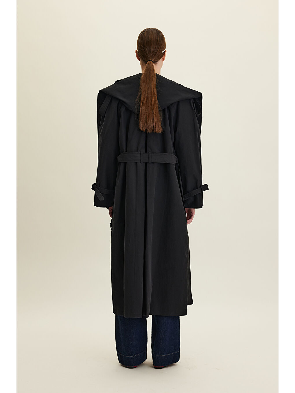 Tokyo Kapüşonlu Trençkot Siyah-7