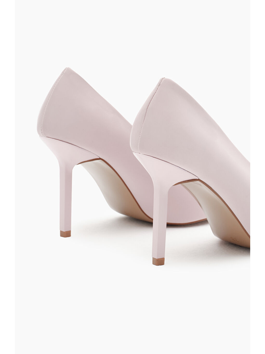 Pembe Kadın Pudra Neolit Taban Önü Toka Detaylı Sivri Burunlu Yüksek Topuklu Ayakkabı-4