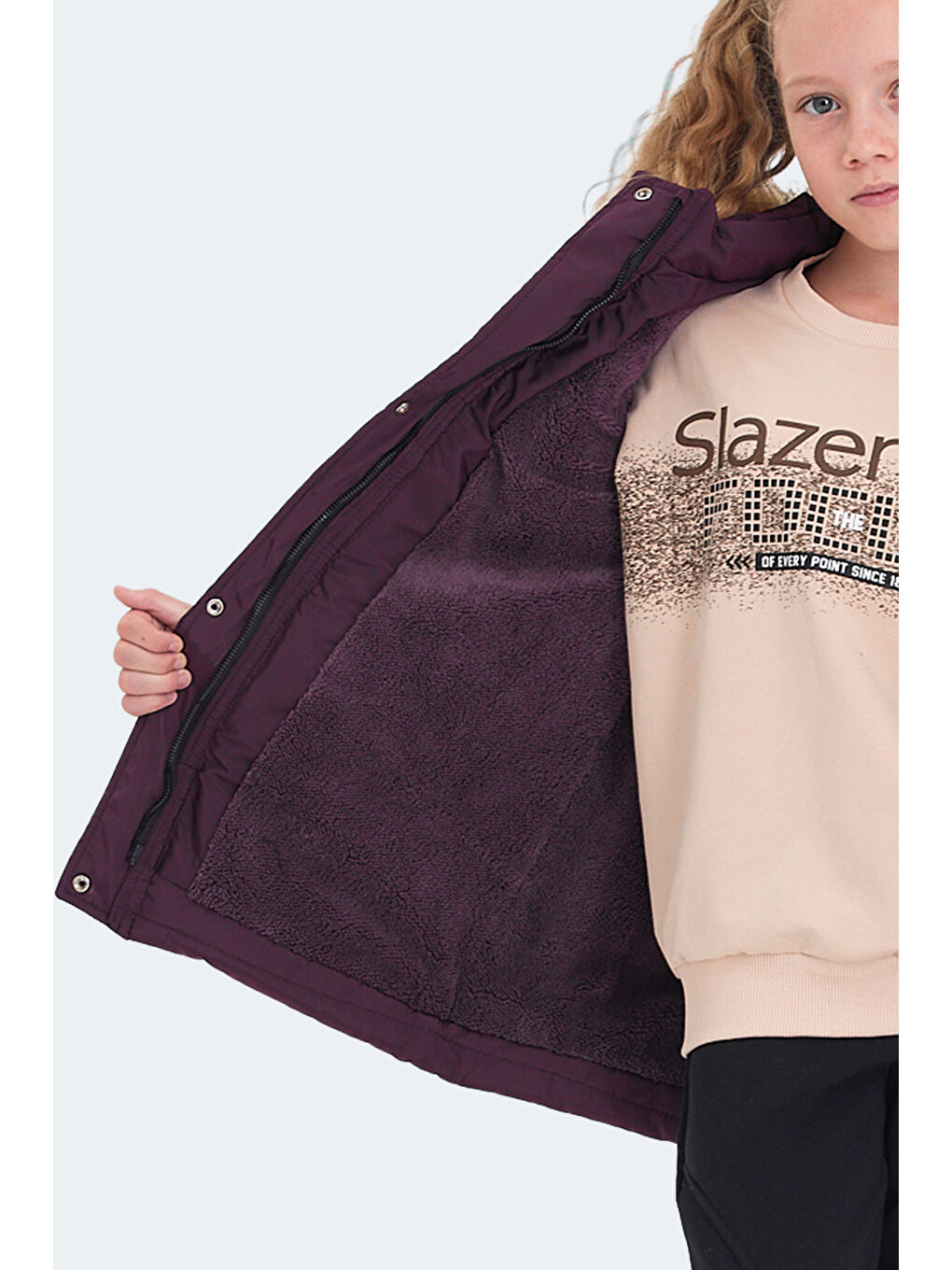 CANDY Kız Çocuk Kapüşonlu Mor Mont & Kaban-4