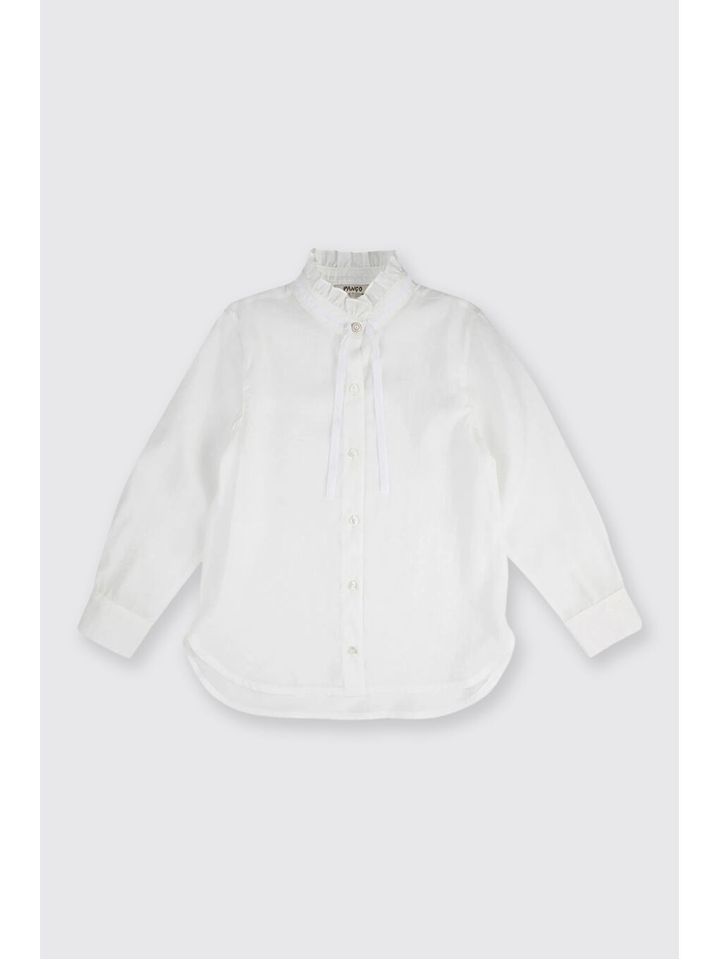 Kız Çocuk Yakası Kurdele Detaylı Ekru Gömlek-4