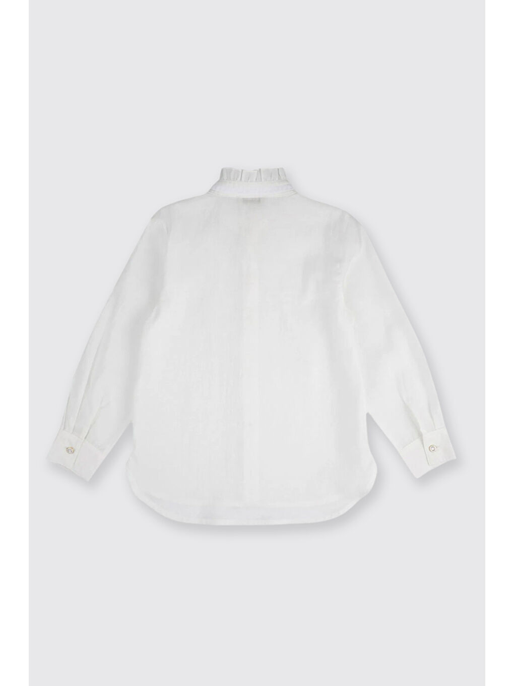 Kız Çocuk Yakası Kurdele Detaylı Ekru Gömlek-5