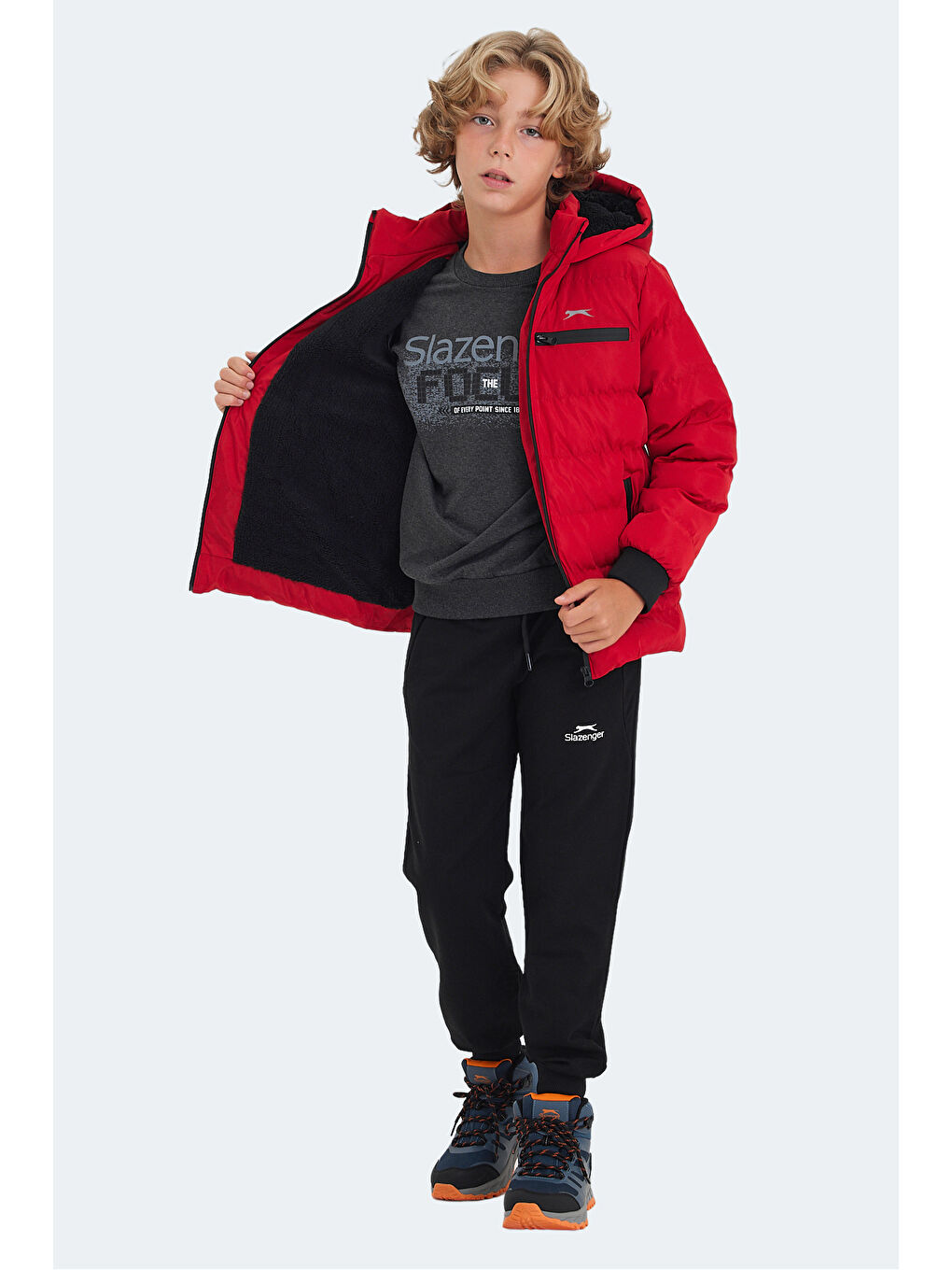 CAPTAIN Unisex Çocuk Şişme Mont  Kırmızı-5