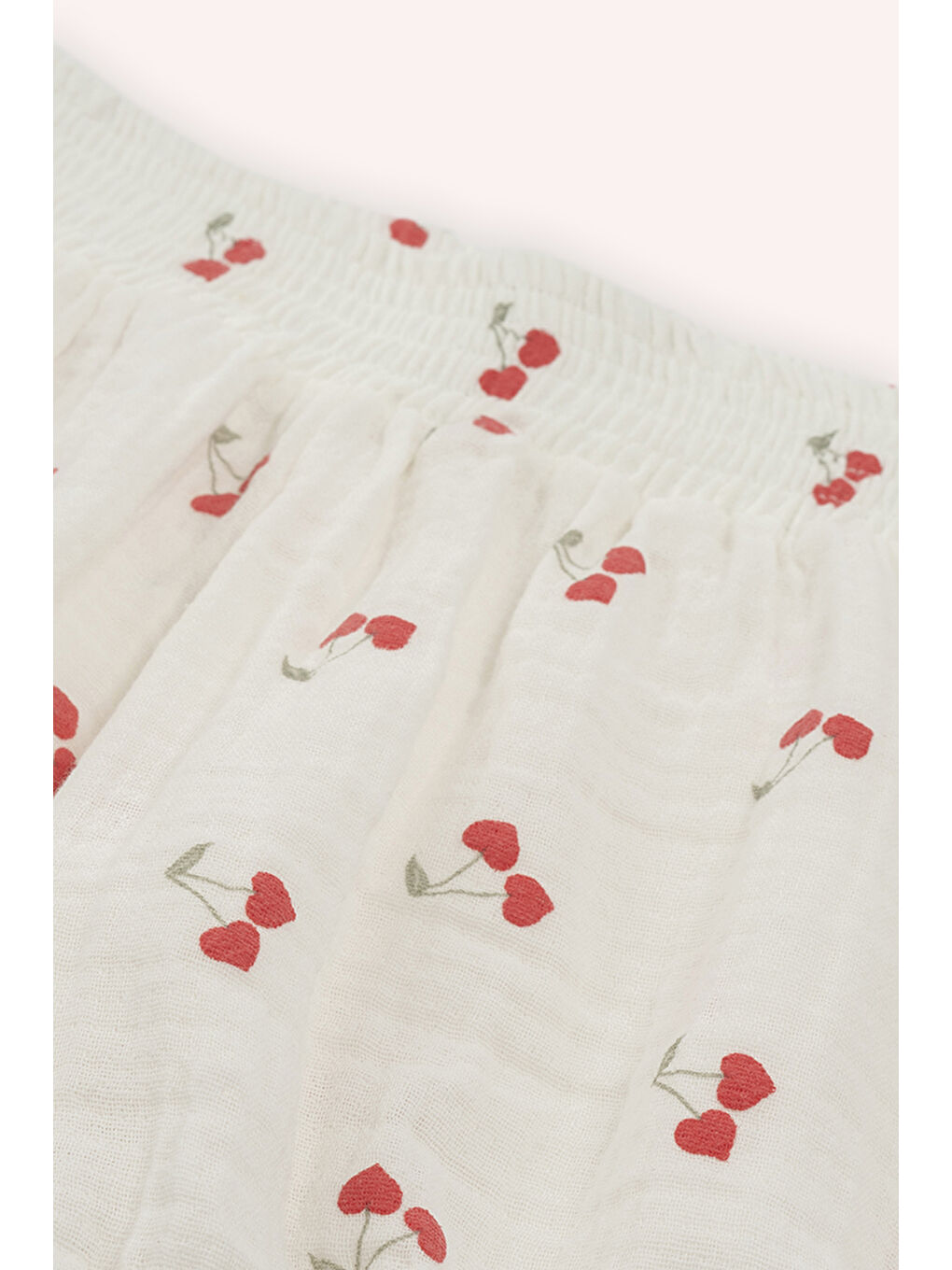 Kız Bebek Kiraz Desenli Beyaz Şort-1