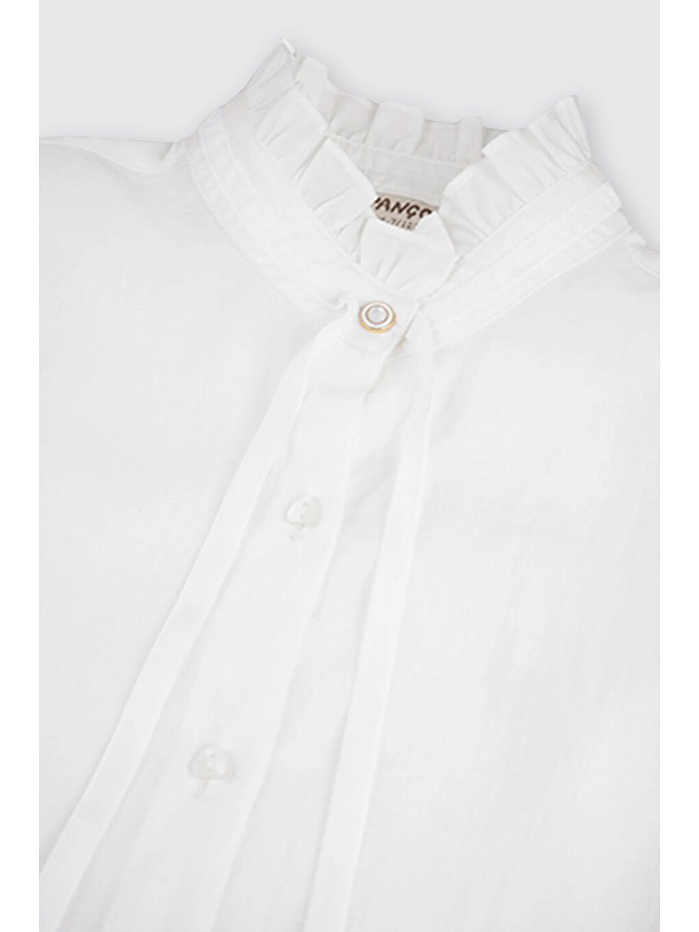 Kız Çocuk Yakası Kurdele Detaylı Ekru Gömlek-6