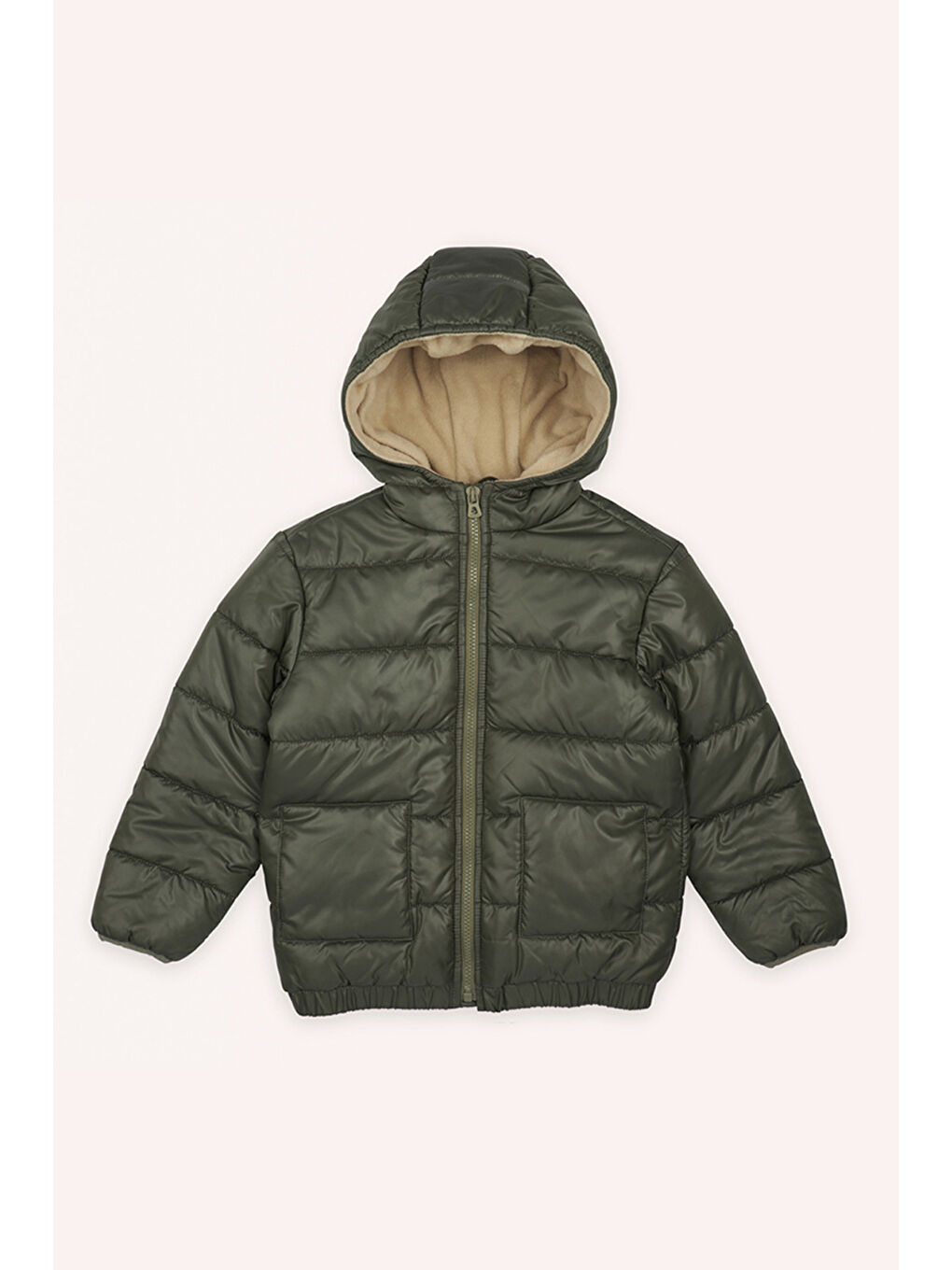 Erkek Çocuk Kapüşonlu Haki Mont