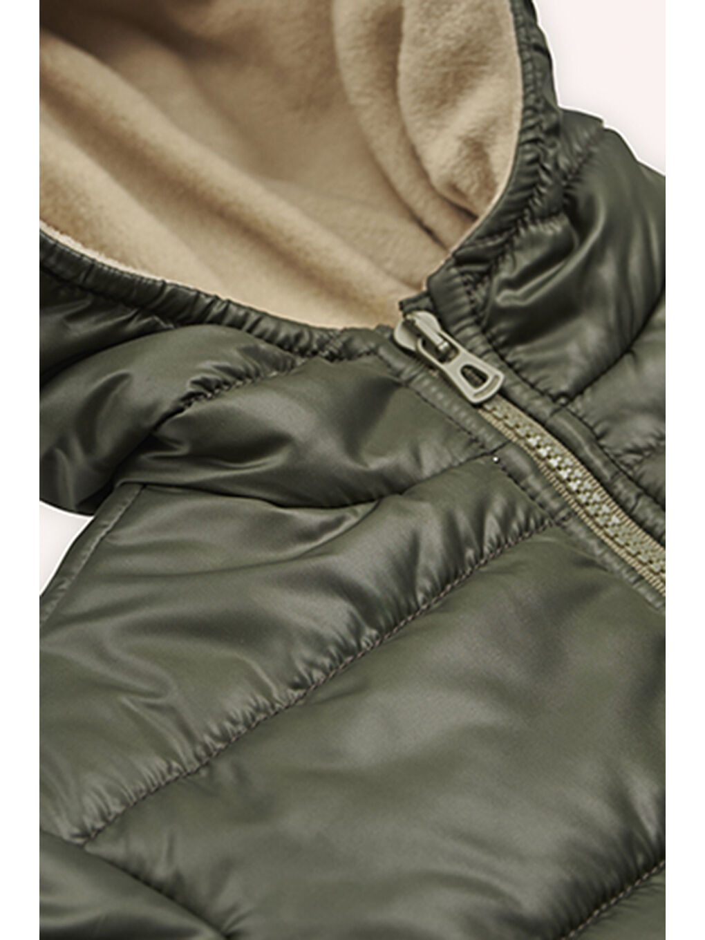 Erkek Çocuk Kapüşonlu Haki Mont-1