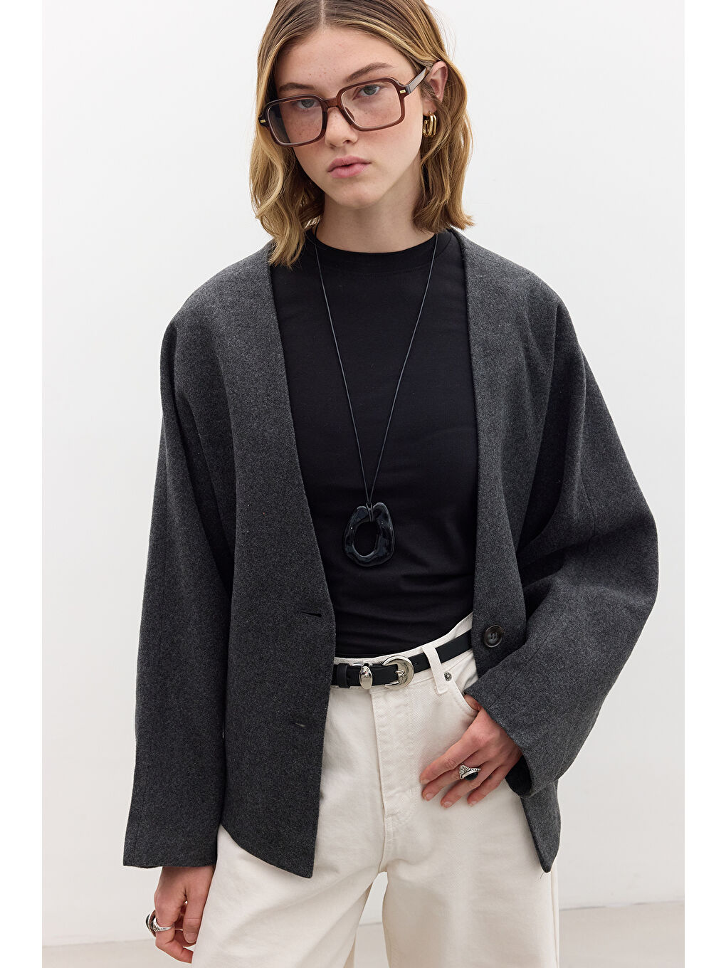 Milana Kaşe Ceket Antrasit-1