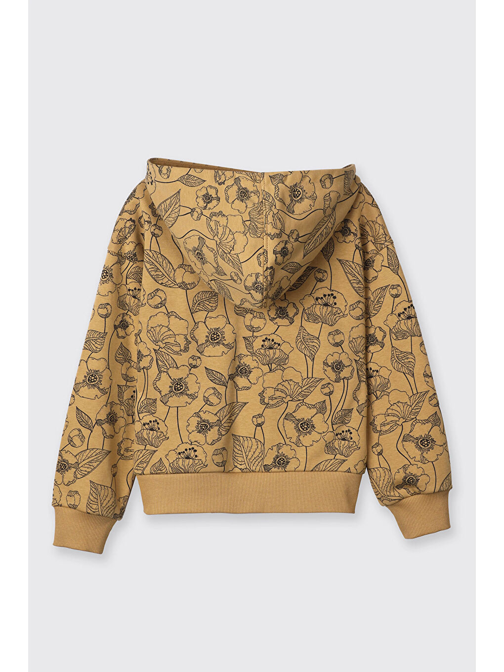 Sarı Kız Çocuk Çiçek Desenli Hardal Sweatshirt-5