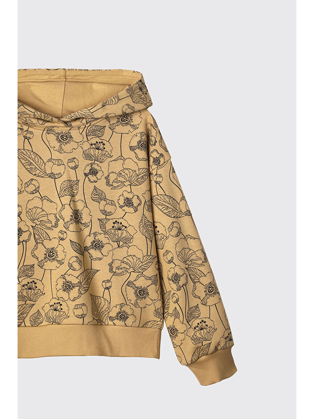 Sarı Kız Çocuk Çiçek Desenli Hardal Sweatshirt-6