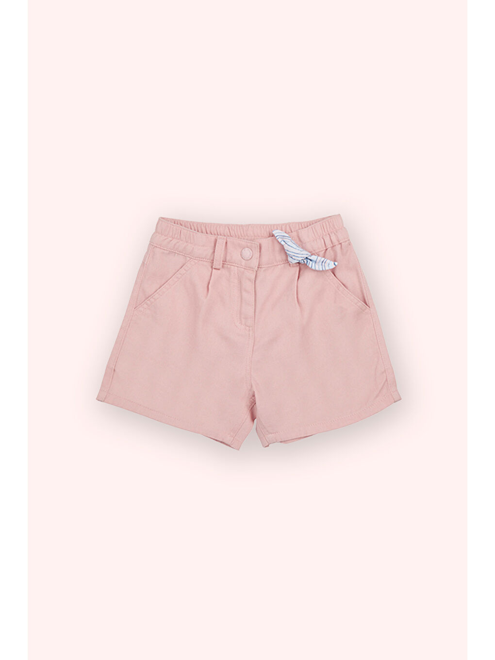 Kız Bebek Beli Lastikli Fiyonk Detaylı Pembe Şort