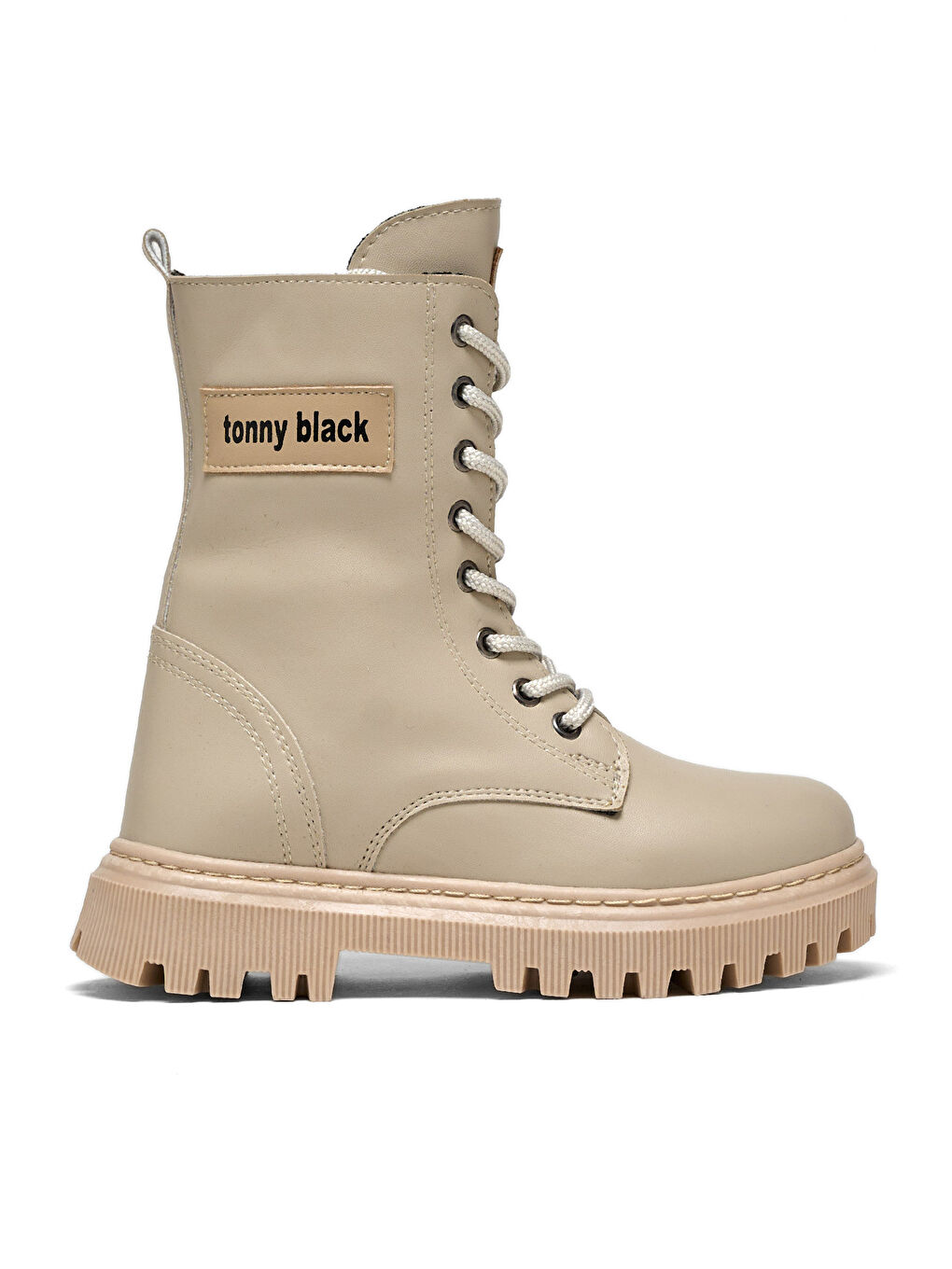 Bej Kız Çocuk Nude Termo Taban Önü Bağcıklı Uzun Bot-1