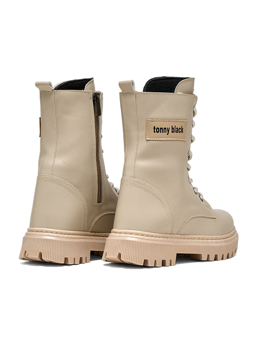 Bej Kız Çocuk Nude Termo Taban Önü Bağcıklı Uzun Bot-2