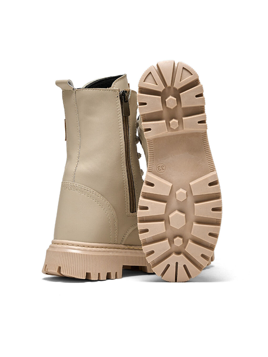 Bej Kız Çocuk Nude Termo Taban Önü Bağcıklı Uzun Bot-3