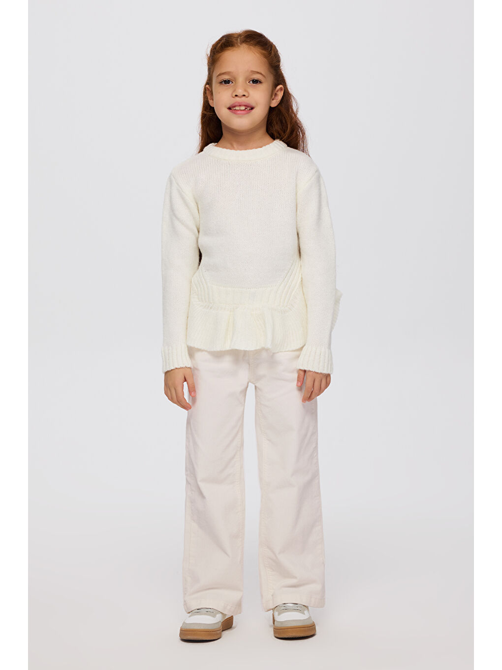 Kız Çocuk Ekru Triko Kazak