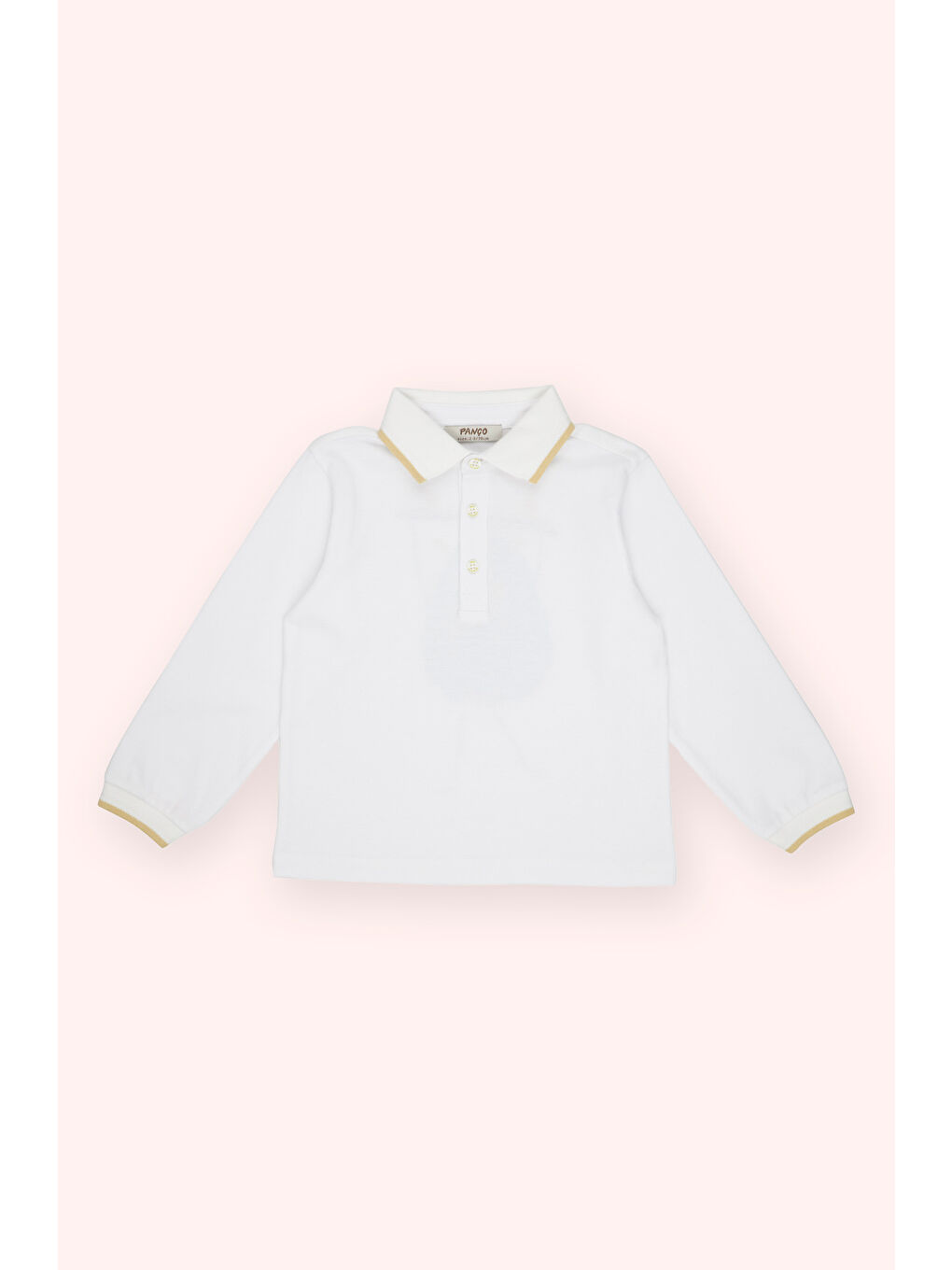 Erkek Bebek Uzun Kollu Beyaz Polo Yaka Tişört