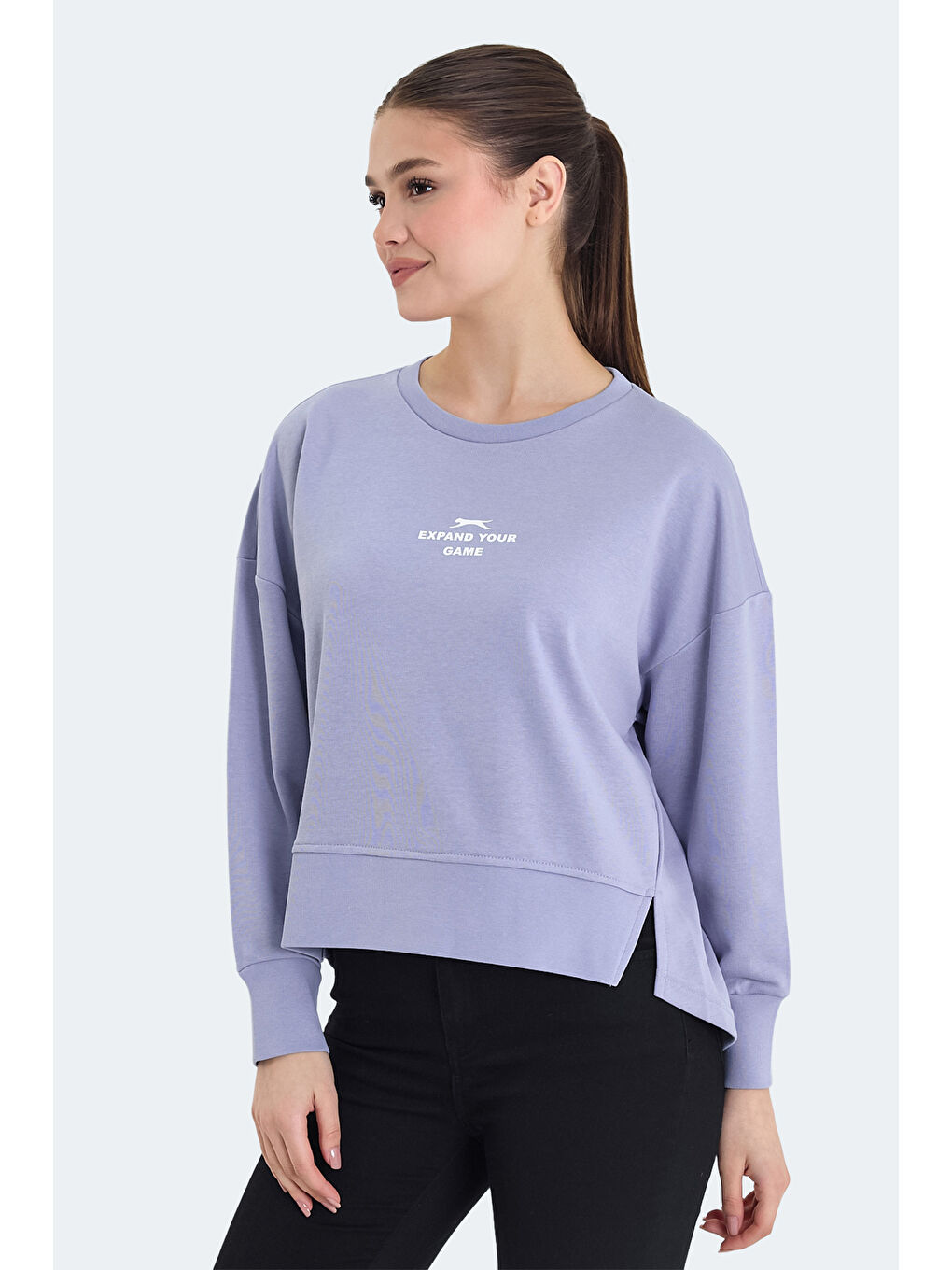 VITAL Kadın Crop Lila Sweatshirt-2