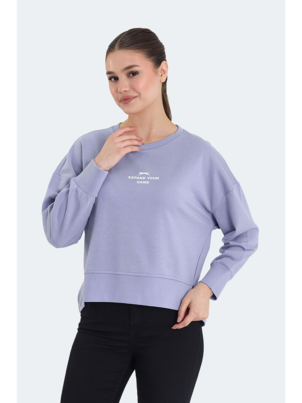 VITAL Kadın Crop Lila Sweatshirt-5