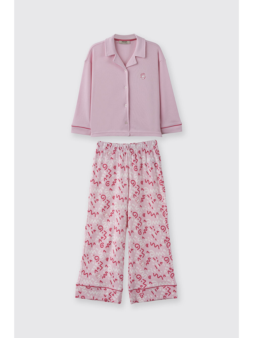 Kız Çocuk Bol Paça Pembe Pijama Takımı